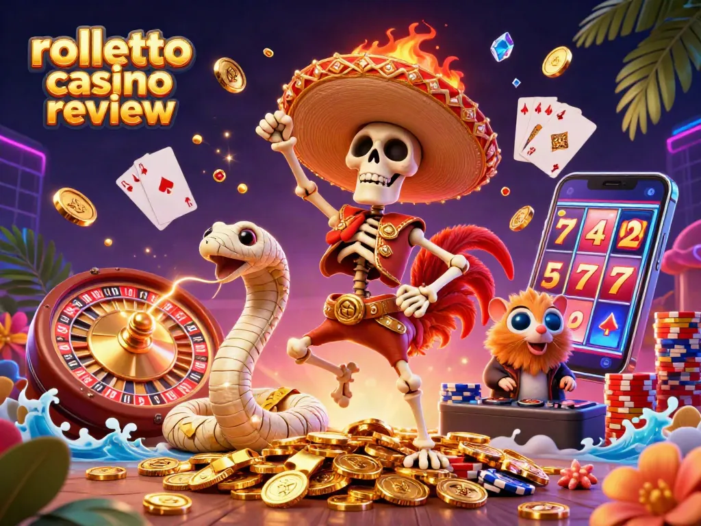Experience rolletto casino review with a vibrant 3D illustration showcasing dynamic gaming elements.