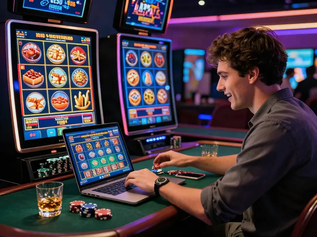 Player enjoying games at one of the best credit card casinos with vibrant visuals.