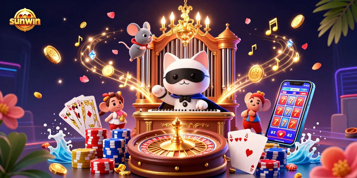 Experience thrilling gaming with sunwin as vibrant characters and casino elements unite.