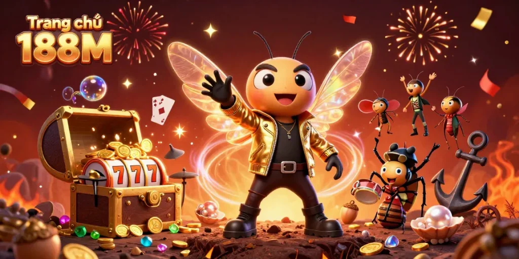 Experience thrilling action on the Trang chủ 188M with animated characters and vibrant casino elements.
