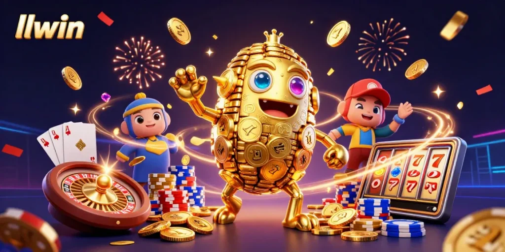 Experience thrilling gaming action at llwin with golden golems and dynamic casino elements.